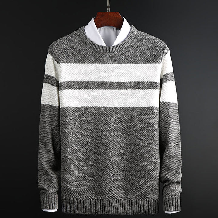 Maglione Uomo Girocollo Maglia a Righe Comoda