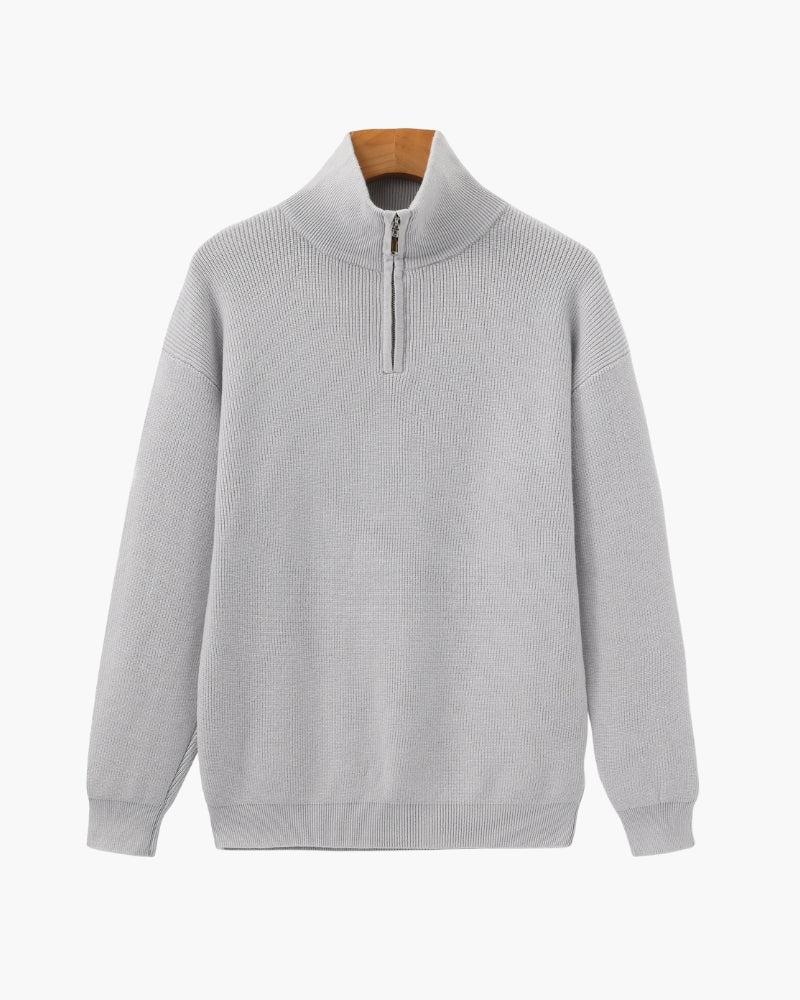Pullover Uomo Mezzo Zip Maglia Tecnica Strutturata