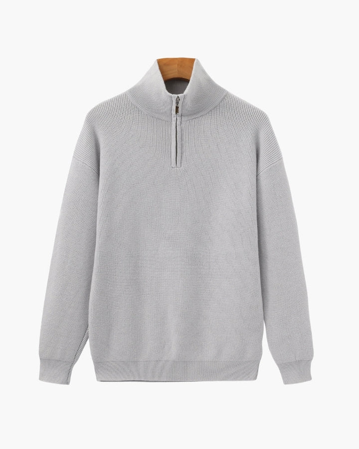 Pullover Uomo Mezzo Zip Maglia Tecnica Strutturata