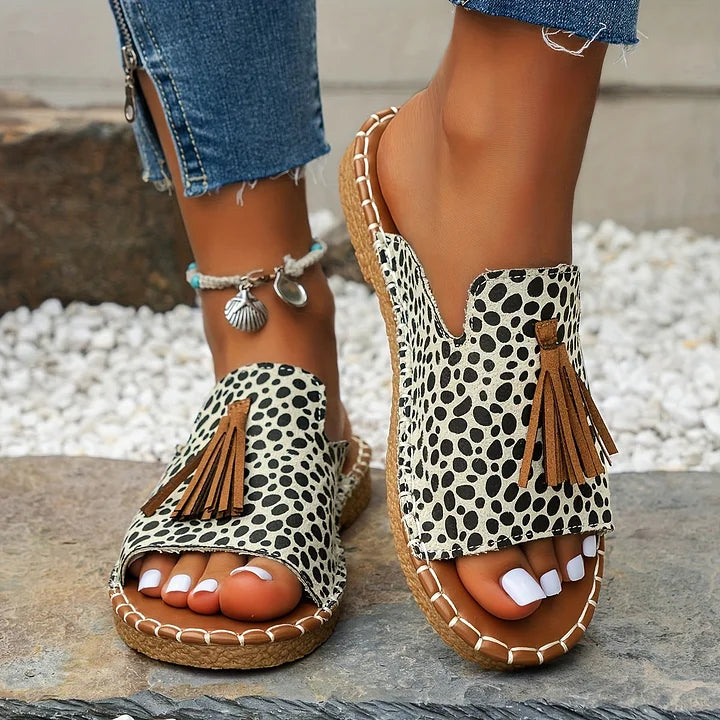 Sandali Donna Vintage in Pelle con Frange Stile Bohémien