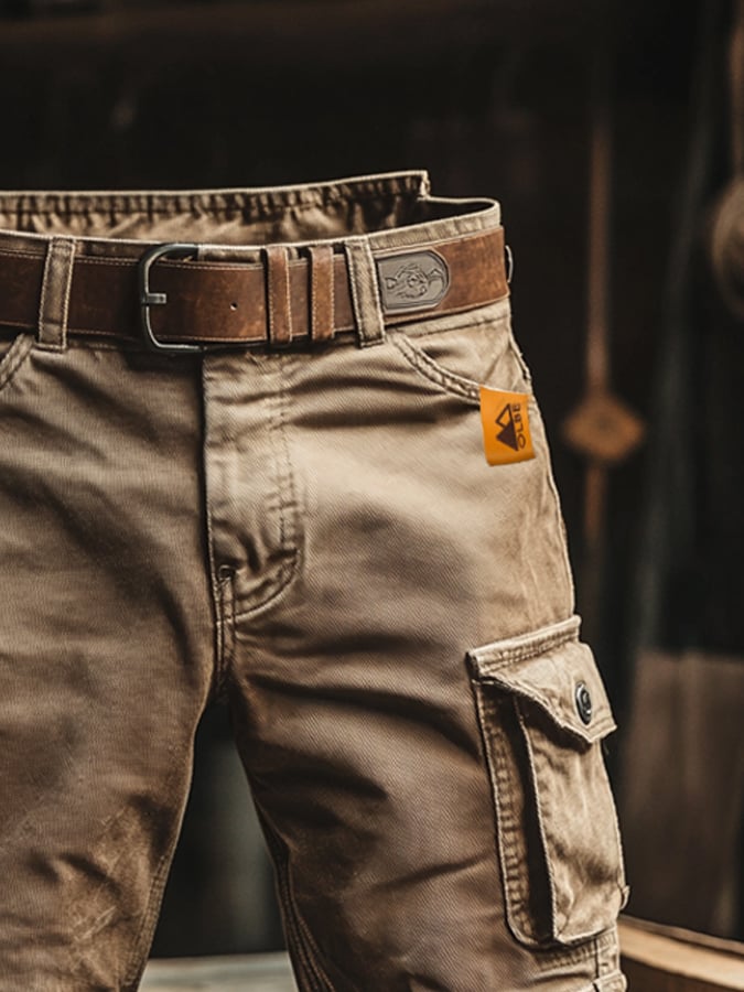 Pantaloncini Cargo Uomo Cotone Resistente Taglio Casual