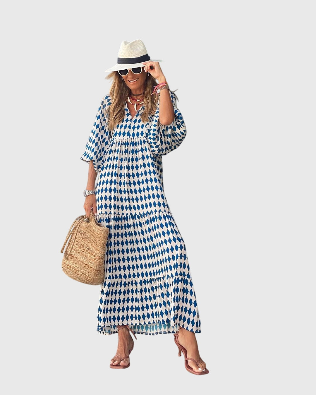 Abito Maxi Donna Linea Libera Stile Boho Romantico
