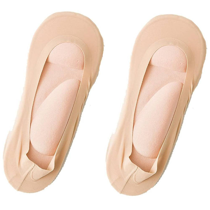 Calzini invisibili beige per donna, antiscivolo, senza cuciture, ideali per scarpe basse. Comfort e traspirabilità per uso quotidiano.