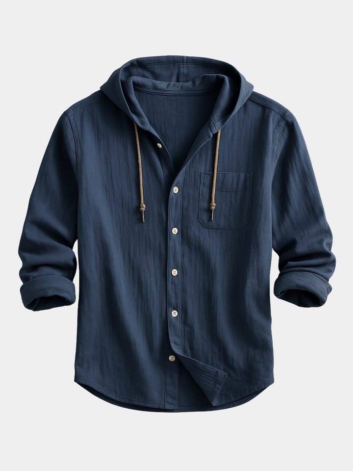 Camicia Uomo con Cappuccio Cotone Stile Casual Moderna - Vesarelli