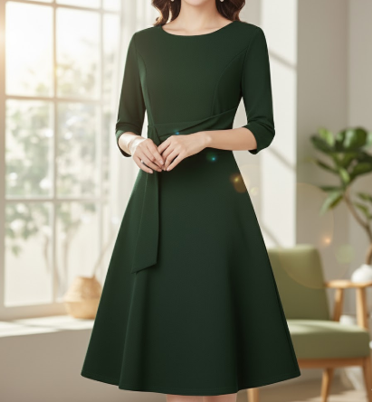 Abito Midi Donna Estivo con Fiocco Vestibilità Lusinghiera