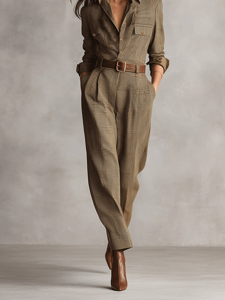 Tuta Donna Elegante Scollo a V Vestibilità Regular