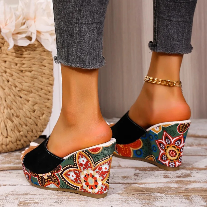 Sandali Donna Zeppa Velluto Estivi Eleganti Comodi