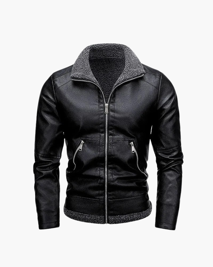 Giacca Uomo in Pelle con Interno in Fleece Morbido