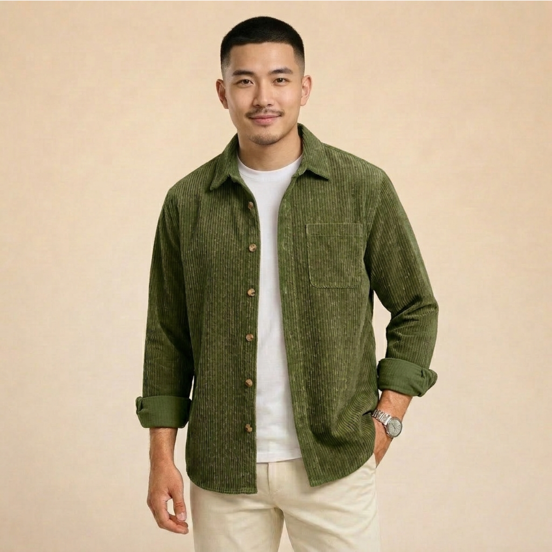 Camicia Uomo in Velluto Comoda Stile Casual