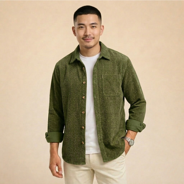 Camicia Uomo in Velluto Comoda Stile Casual