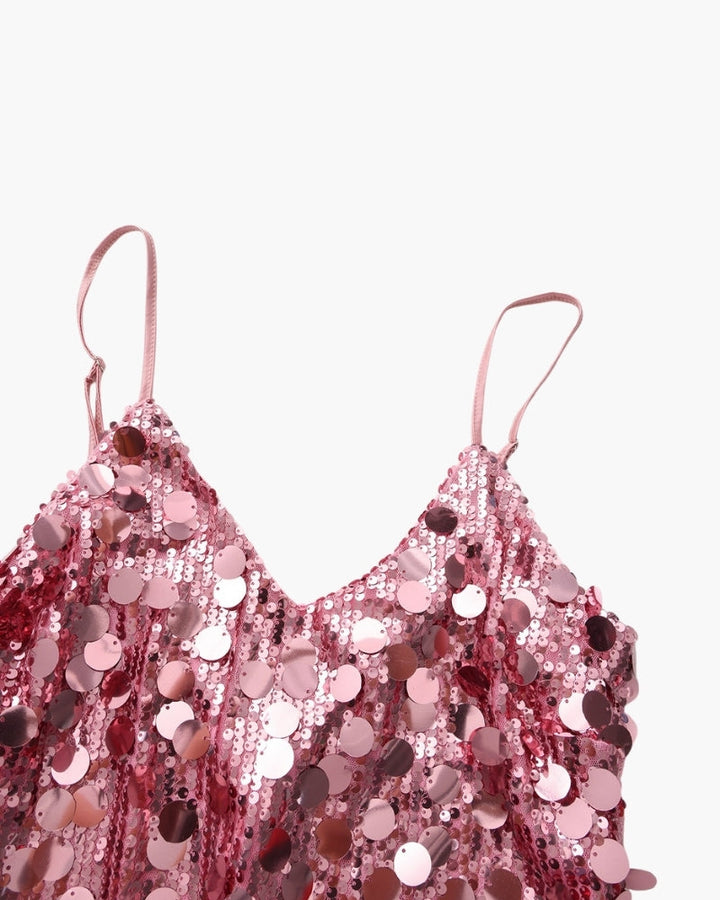 Abito Mini Donna in Paillettes Linea Slip Elegante