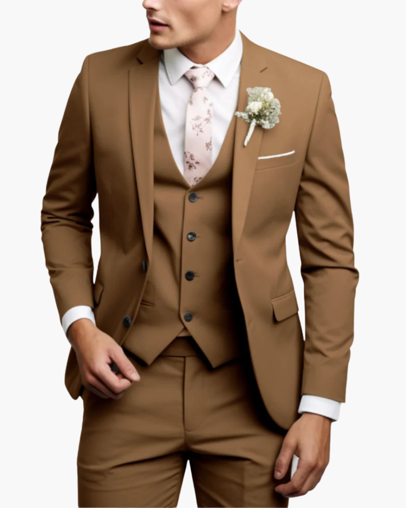 Completo Uomo Tre Pezzi Slim Fit Elegante Cerimonia