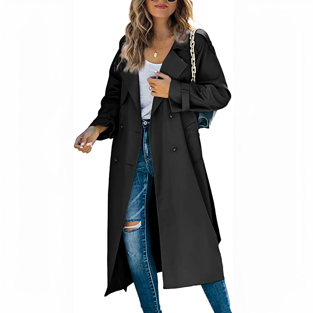Cappotto Lungo Donna Doppiopetto Antivento Classico