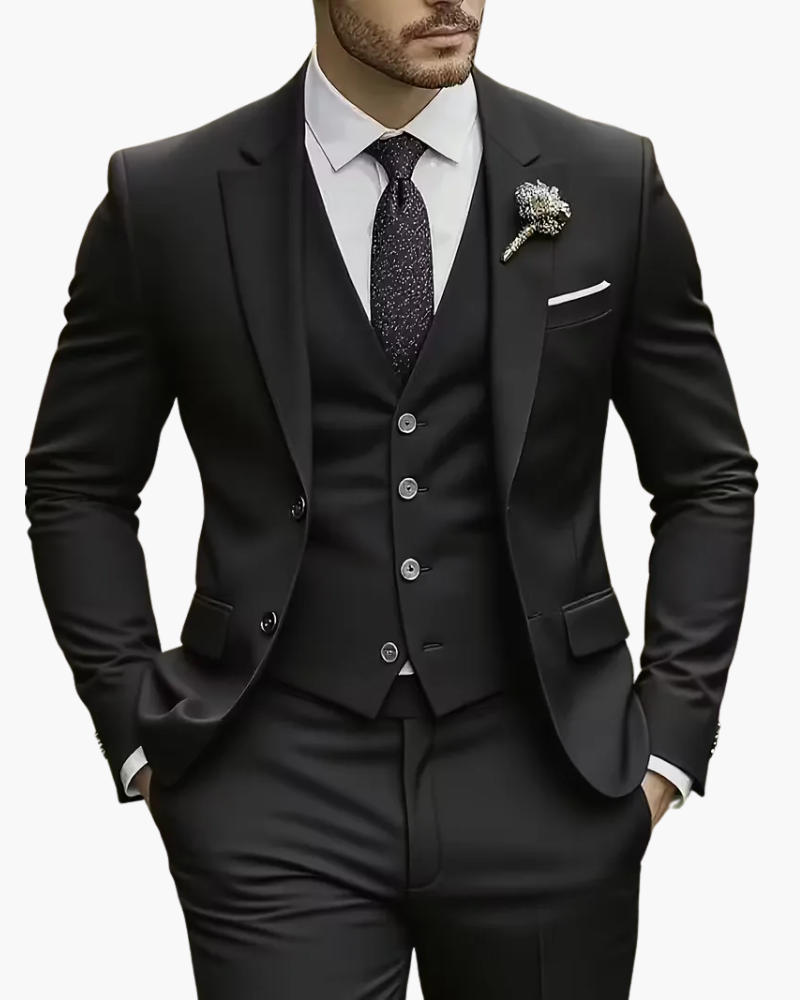 Completo Uomo Tre Pezzi Elegante Slim Fit