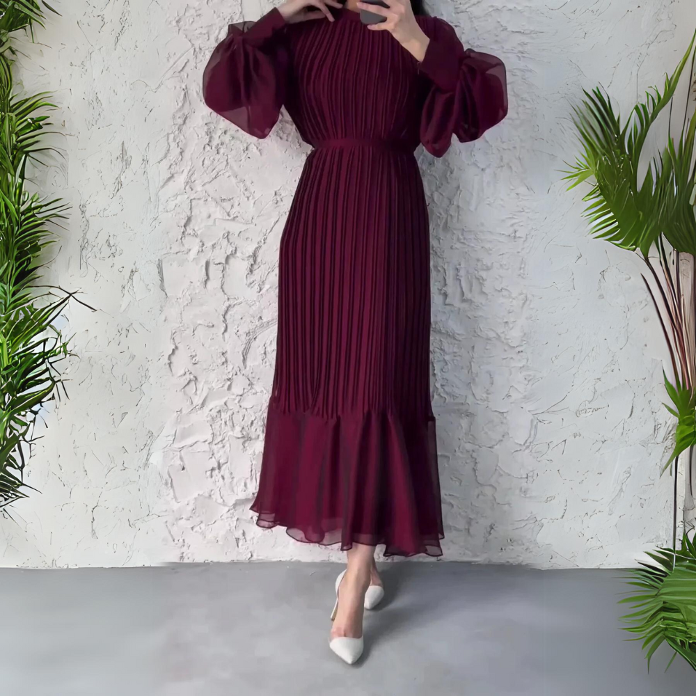 Abito da Sera Donna Elegante a Pieghe Vestibilità Classica