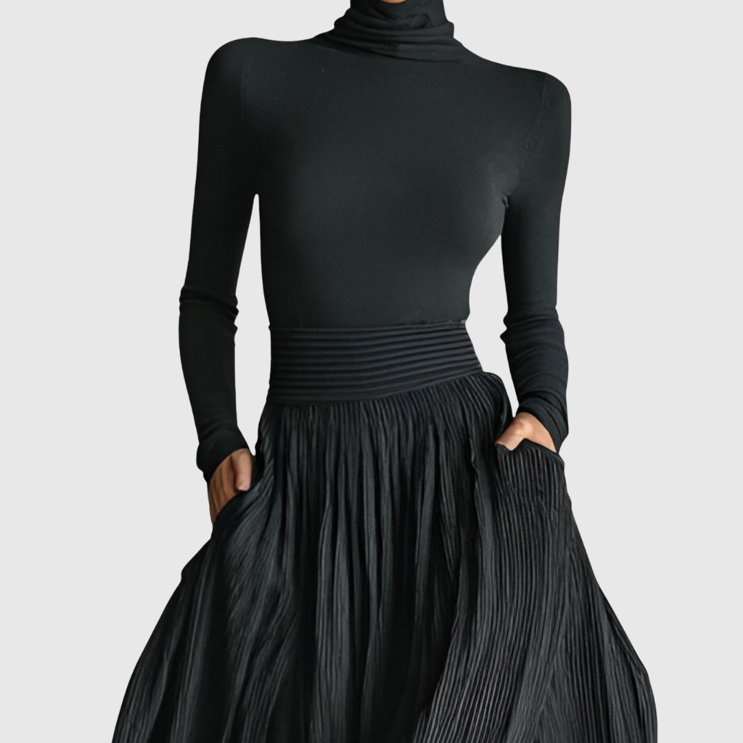 Completo Donna Gonna Lunga a Pieghe Elegante