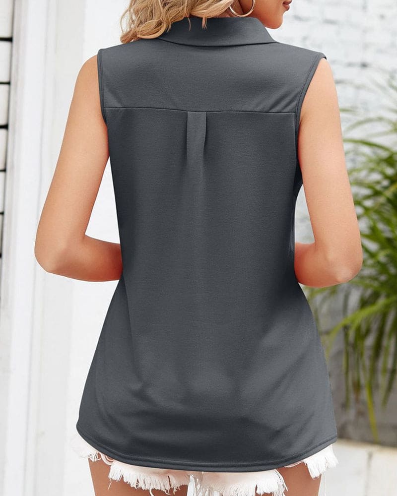Camicetta Donna Smanicata Tessuto Leggero Vestibilità Regular