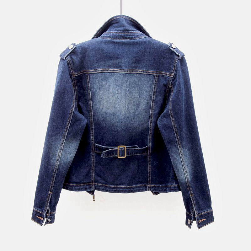Giacca Donna in Denim Slim con Cerniera Corta