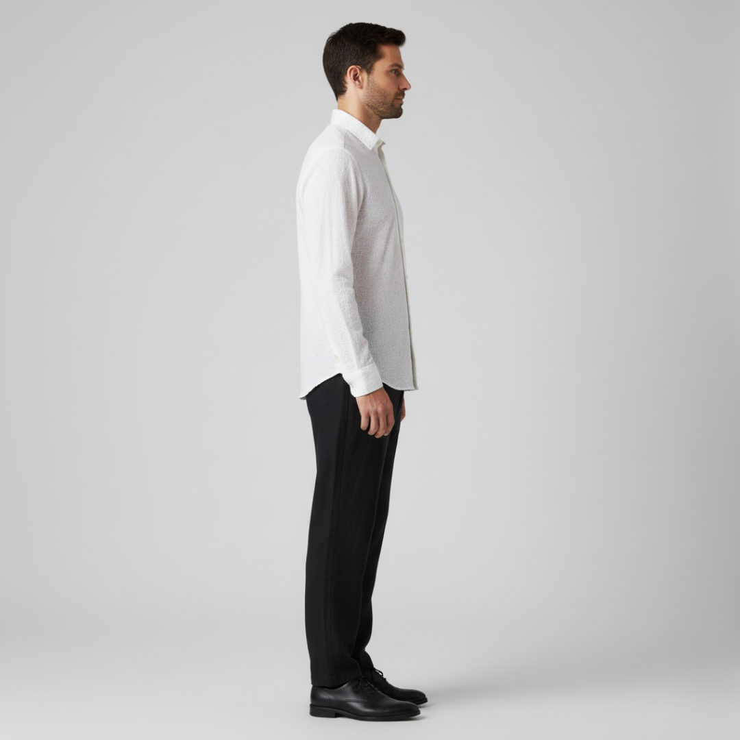 Camicia Uomo Tinta Unita Vestibilità Comoda