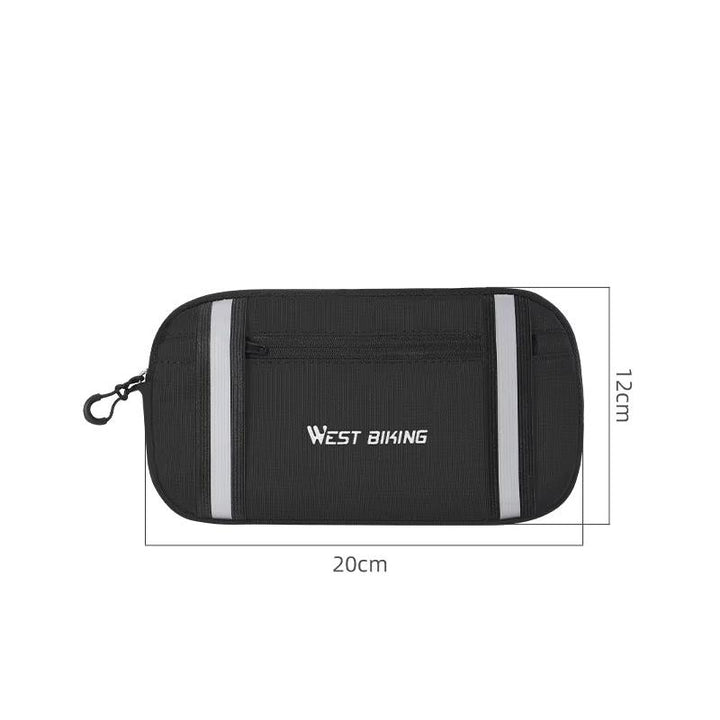 Custodia nera per bicicletta West Biking, dimensioni 20x12 cm, con cerniera e strisce riflettenti, ideale per accessori ciclismo.