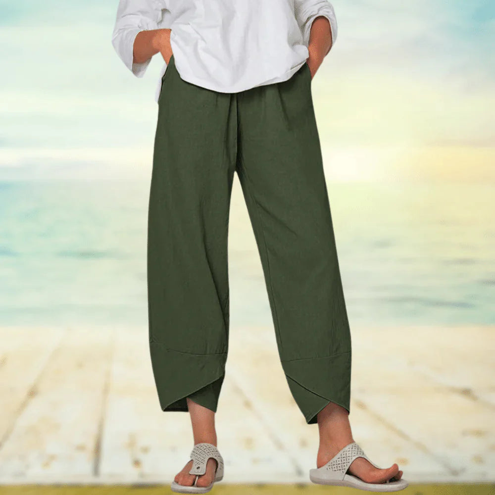 Pantaloni Donna Casual Leggeri Tessuto Traspirante