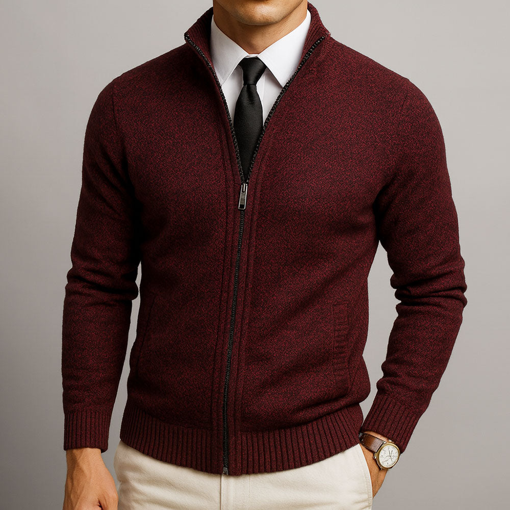 Cardigan Uomo in Lana con Zip Vestibilità Su Misura