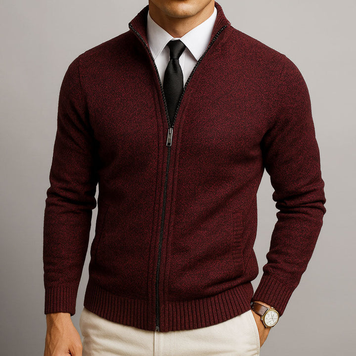 Cardigan Uomo in Lana con Zip Vestibilità Su Misura