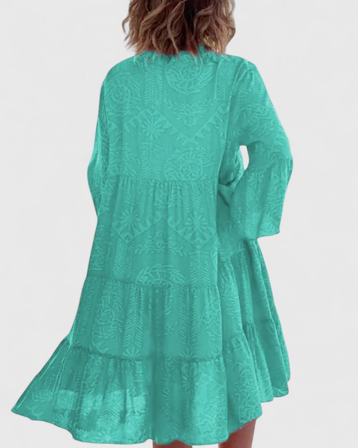 Abito Donna Stampa Floreale Maniche a Campana Stile Boho