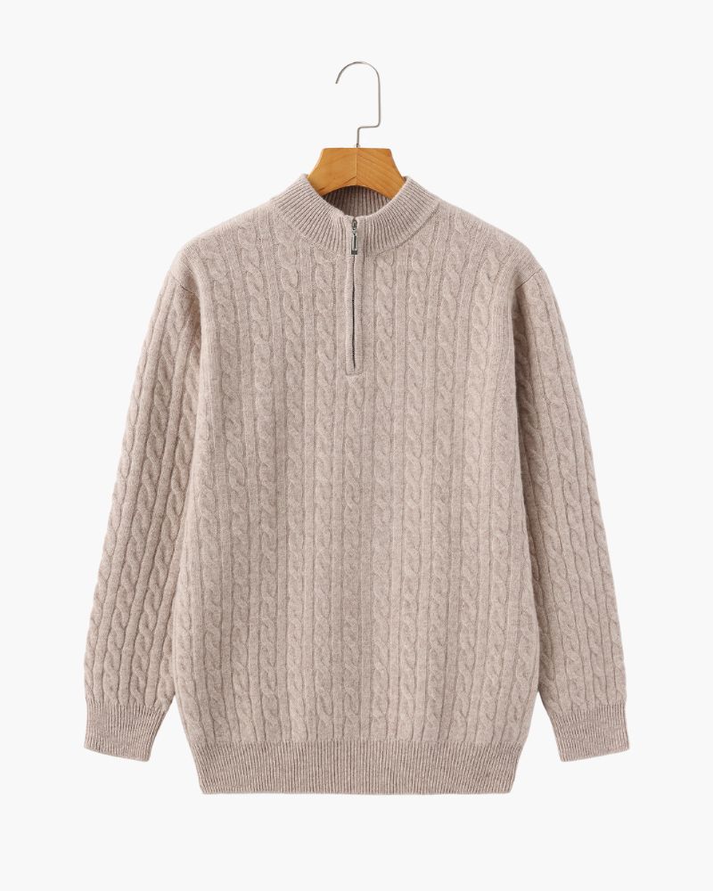 Maglione Uomo in Cashmere Mezza Zip Vestibilità Comfort