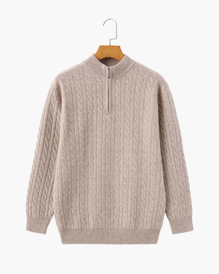 Maglione Uomo in Cashmere Mezza Zip Vestibilità Comfort