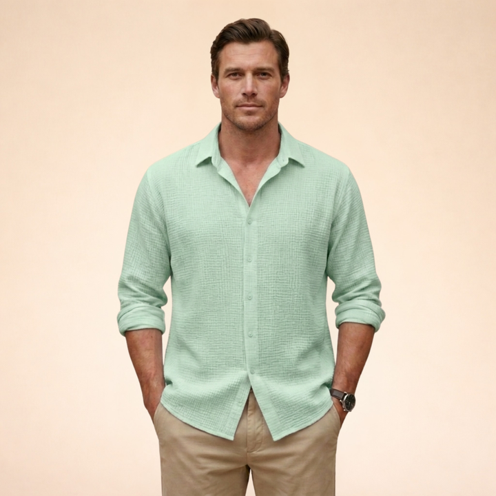 Camicia Uomo Classica Tessuto Morbido Vestibilità Regolare
