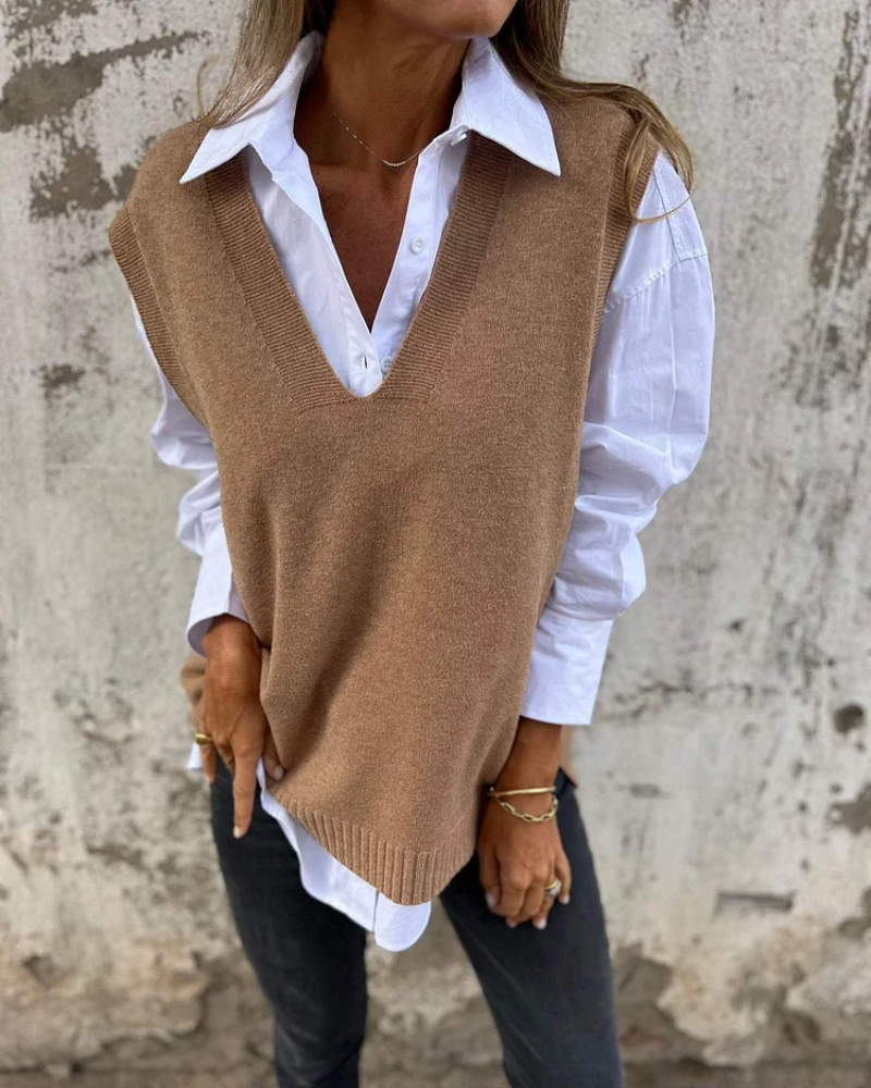 Gilet Donna in Maglia con Scollo a V Vestibilità Comoda - Vesarelli