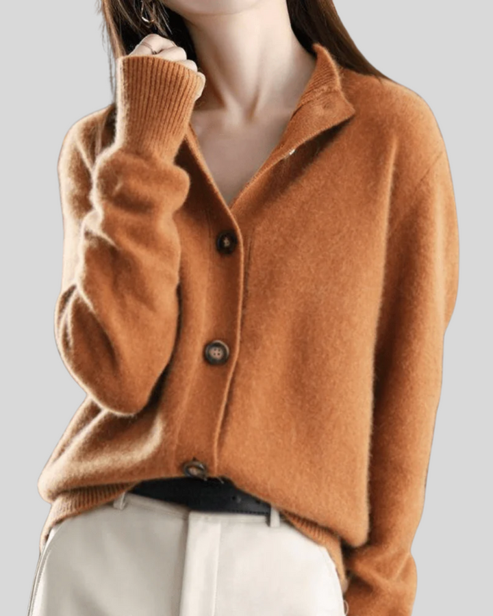 Cardigan Donna Misto Lana Maglia Morbida Scollo a V Bottoni Frontali