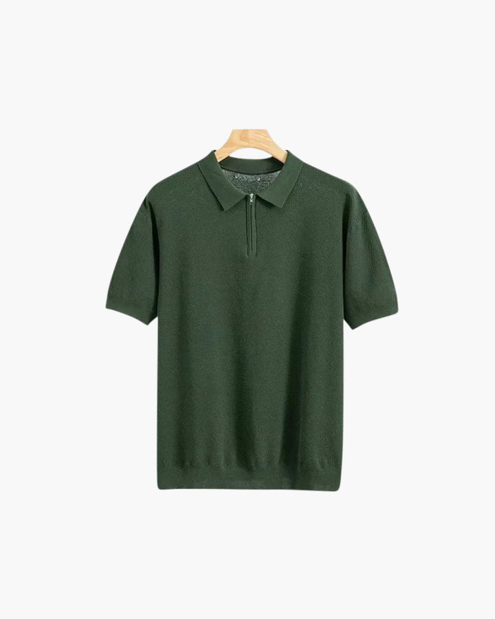 Polo Uomo Traspirante con Zip Vestibilità Comfort Stile Moderno