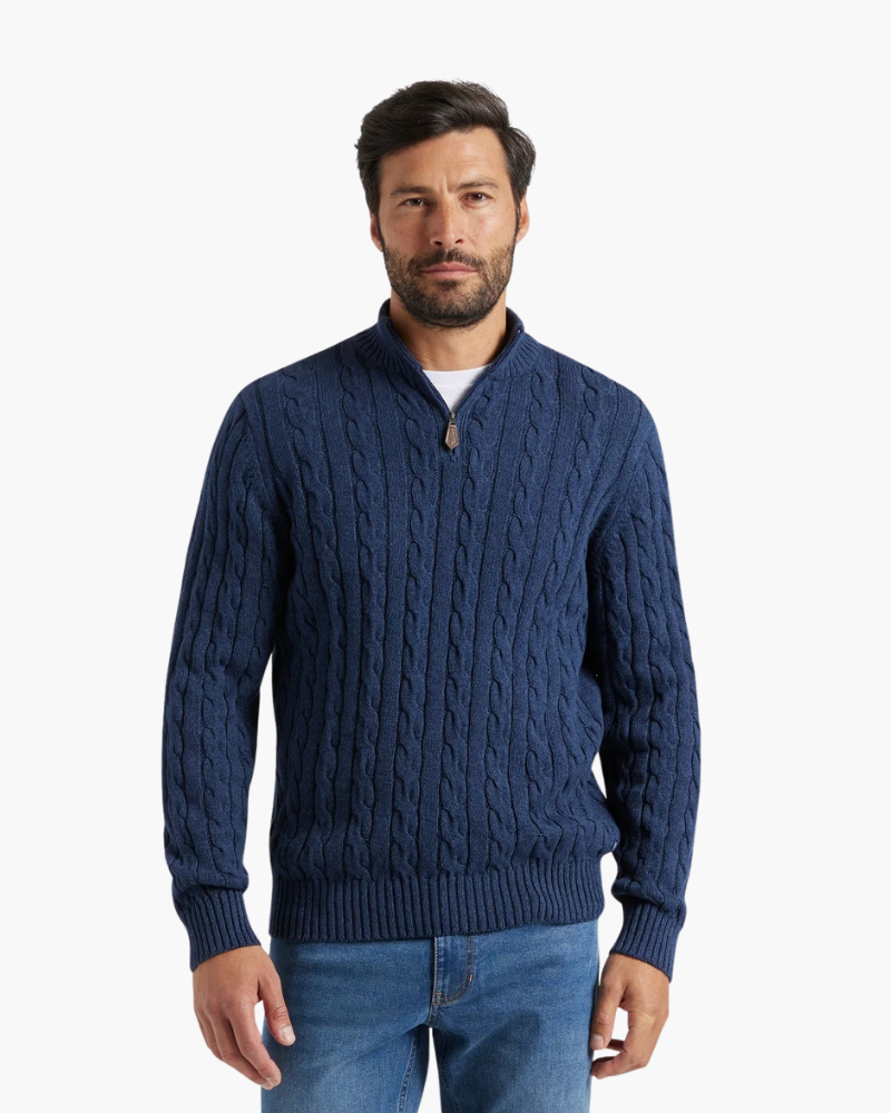 Maglione Uomo Cotone Mezzo Zip Vestibilità Comoda