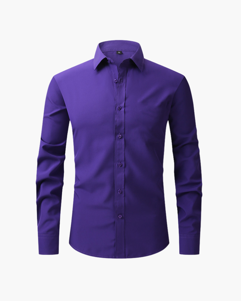 Camicia Uomo Maniche Lunghe Tessuto Morbido Vestibilità Classica