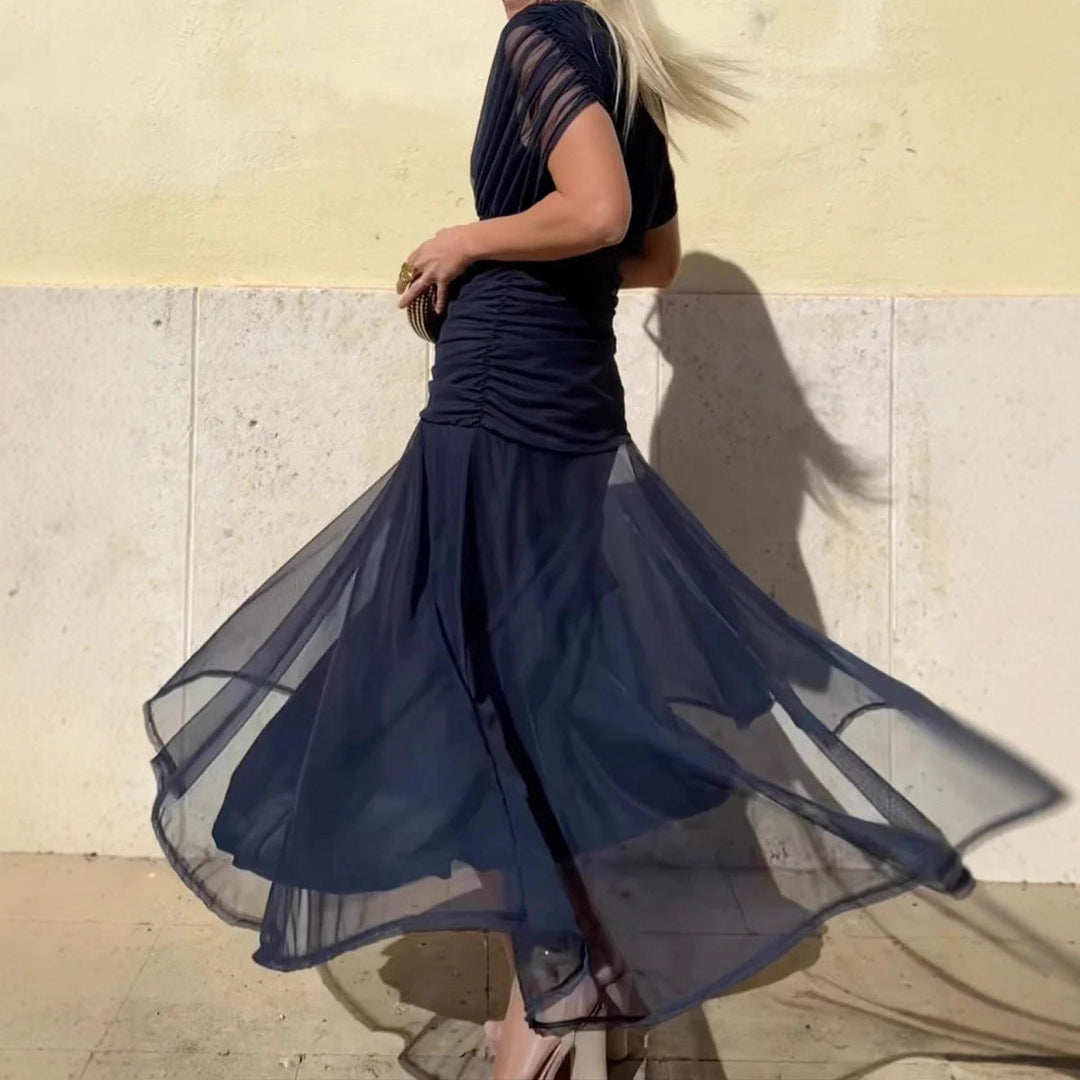 Abito Elegante Donna Maniche Trasparenti Stile Serale - Vesarelli