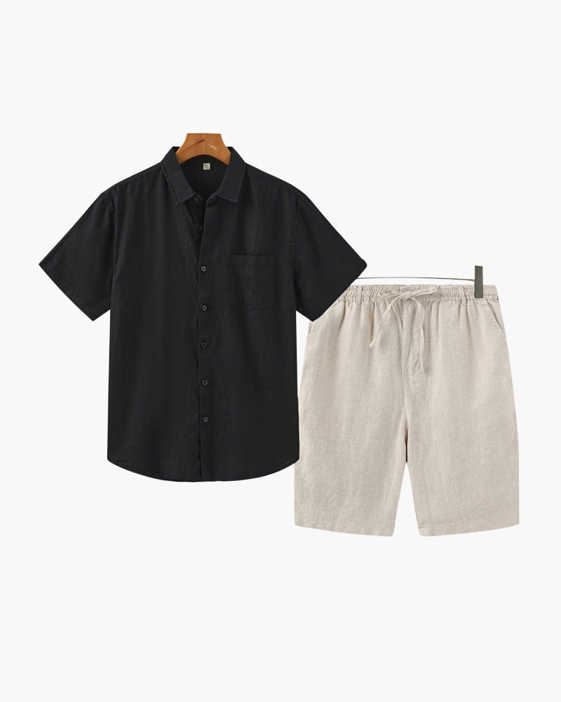 Completo Estivo Uomo Camicia e Pantaloni Corti in Lino