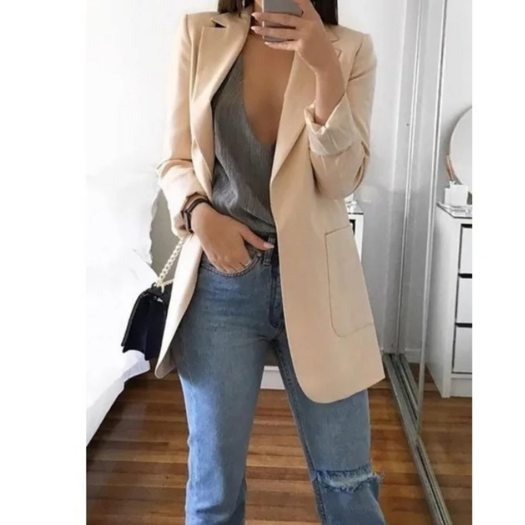 Blazer Lungo Donna Tessuto Elegante Classico