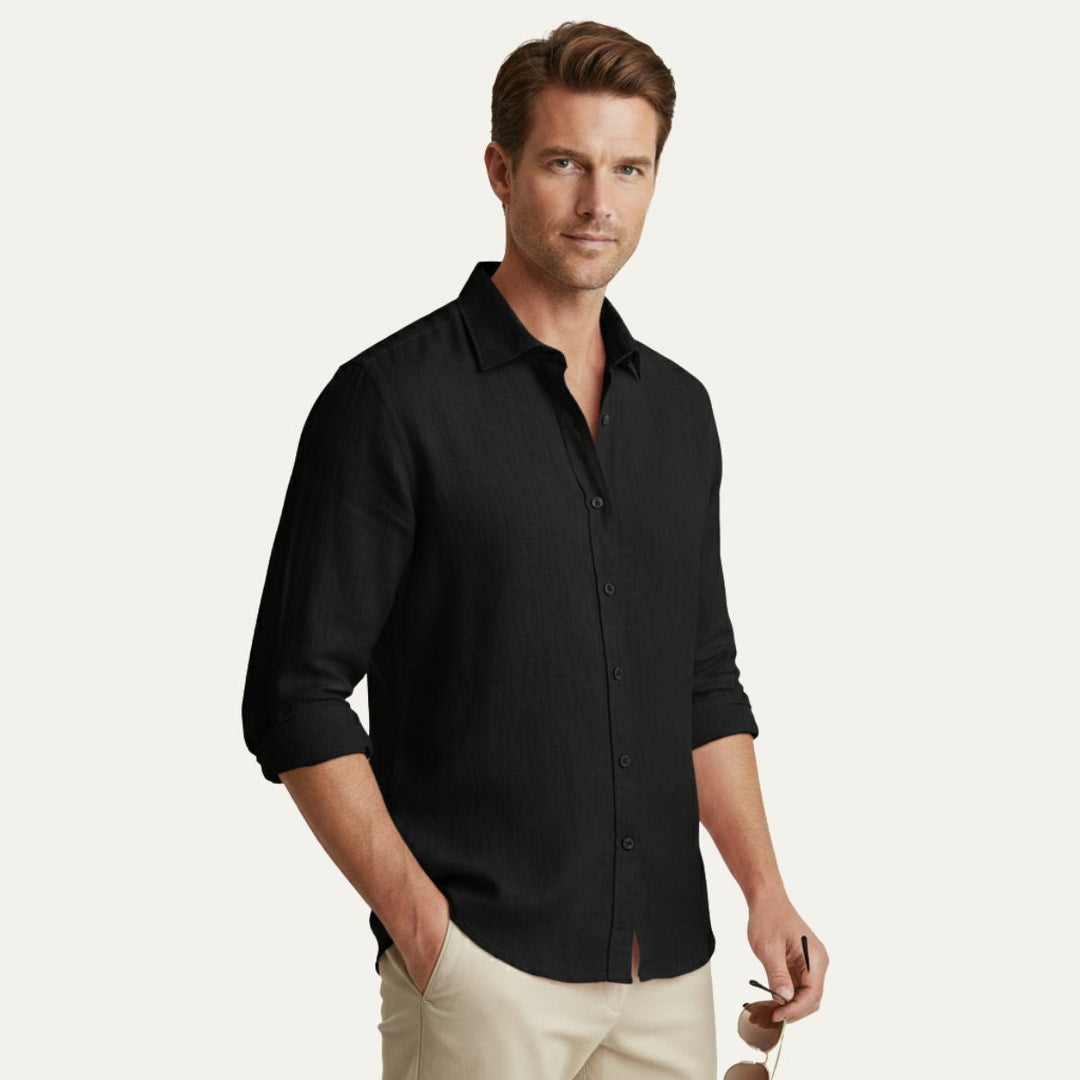 Camicia Uomo in Lino Manica Lunga Stile Vintage