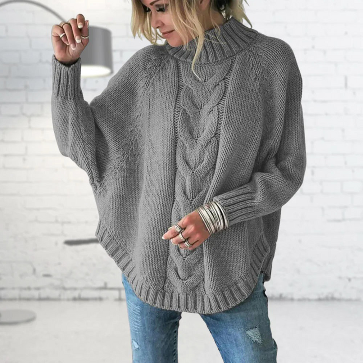 Maglione Donna Lavorato a Maglia Collo Alto Coste Morbido