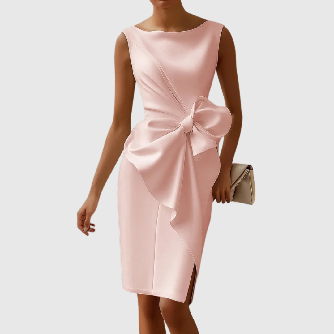 Abito Midi Donna Senza Maniche Linea Pulita Vestibilità Strutturata