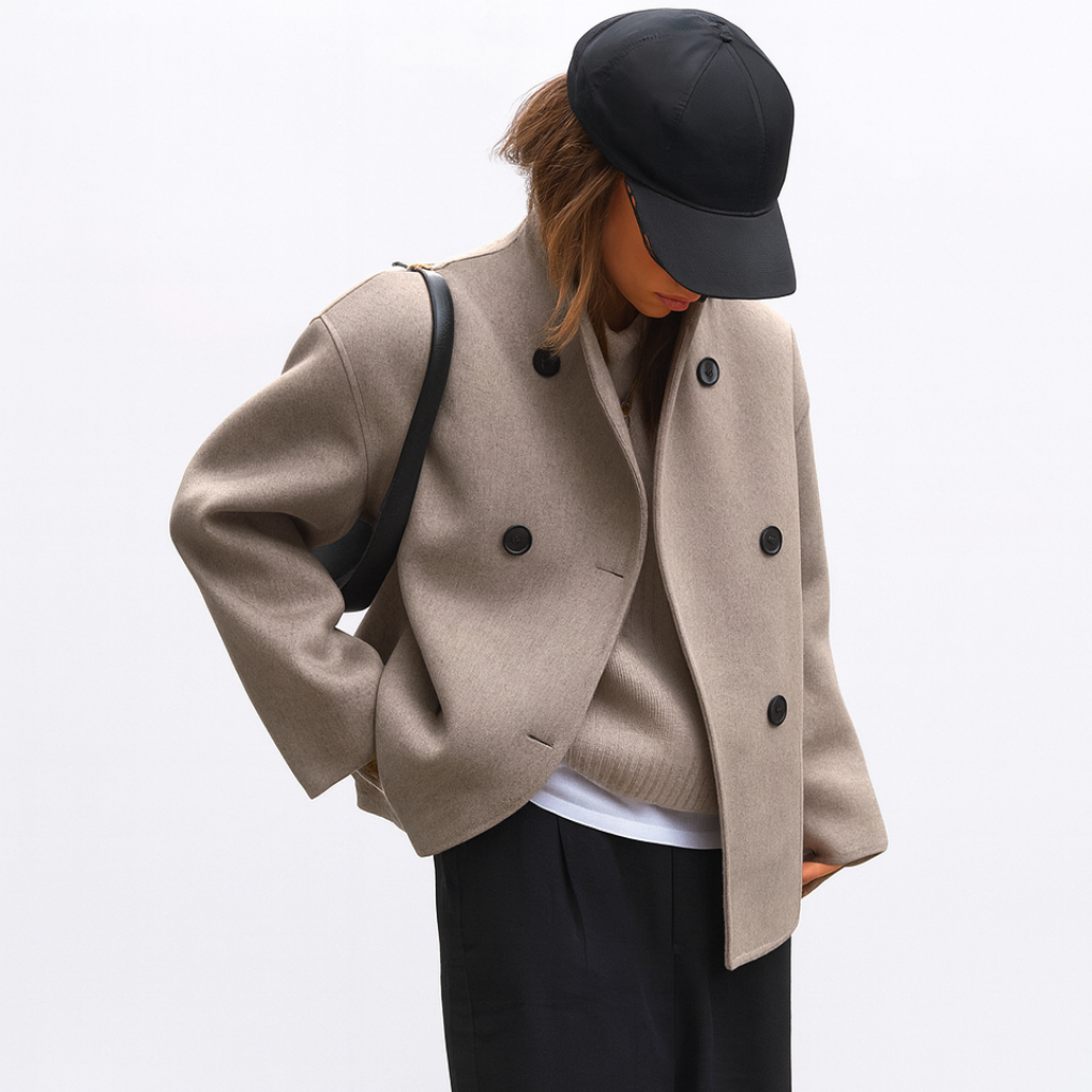 Giacca Donna Classica Doppiopetto Corto Vestibilità Oversize