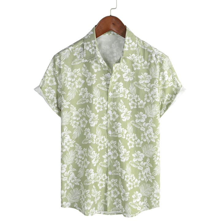 Camicia Uomo Maniche Corte Cotone Motivo Floreale