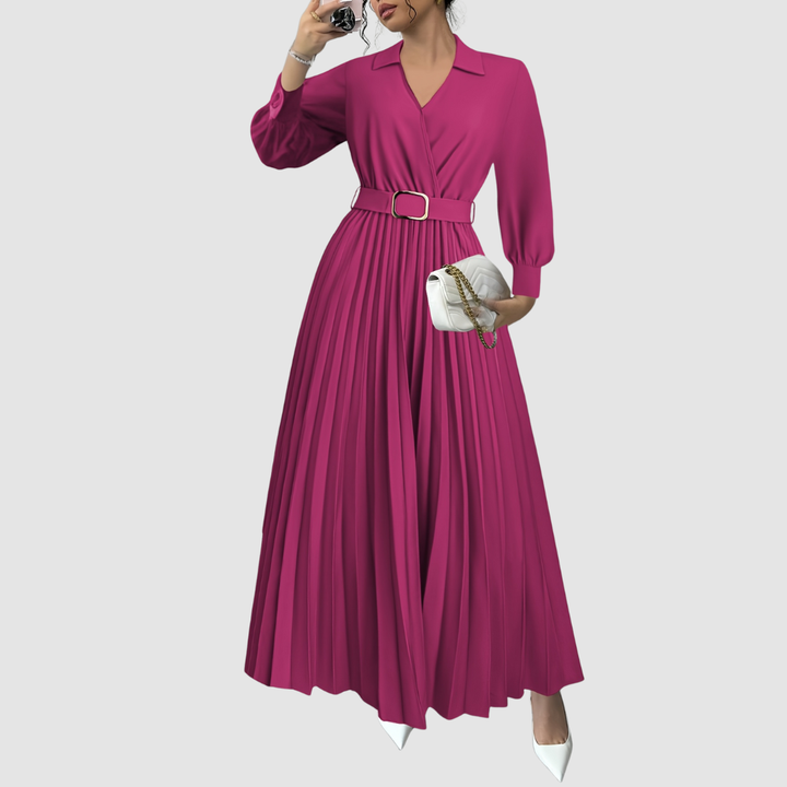 Abito Midi Donna con Cintura Scollo a V