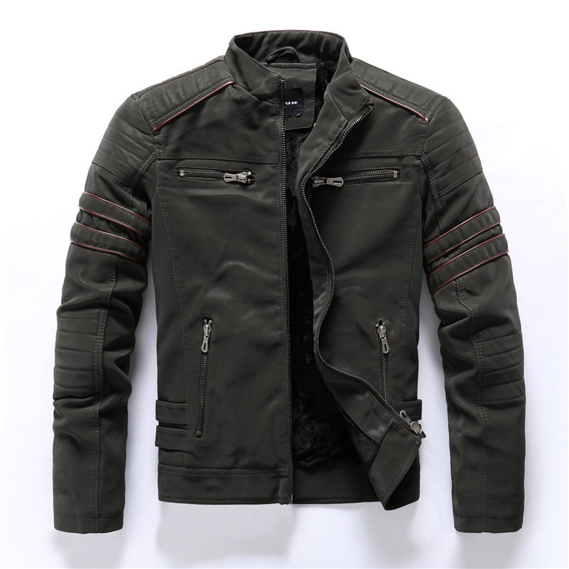 Giacca Moto Uomo Cargo con Zip e Stile Funzionale