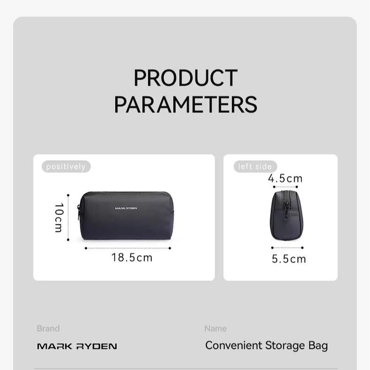 Borsa organizer Mark Ryden nera, dimensioni 18.5x10x5.5 cm, design compatto, ideale per viaggi, accessori, resistente e pratica.