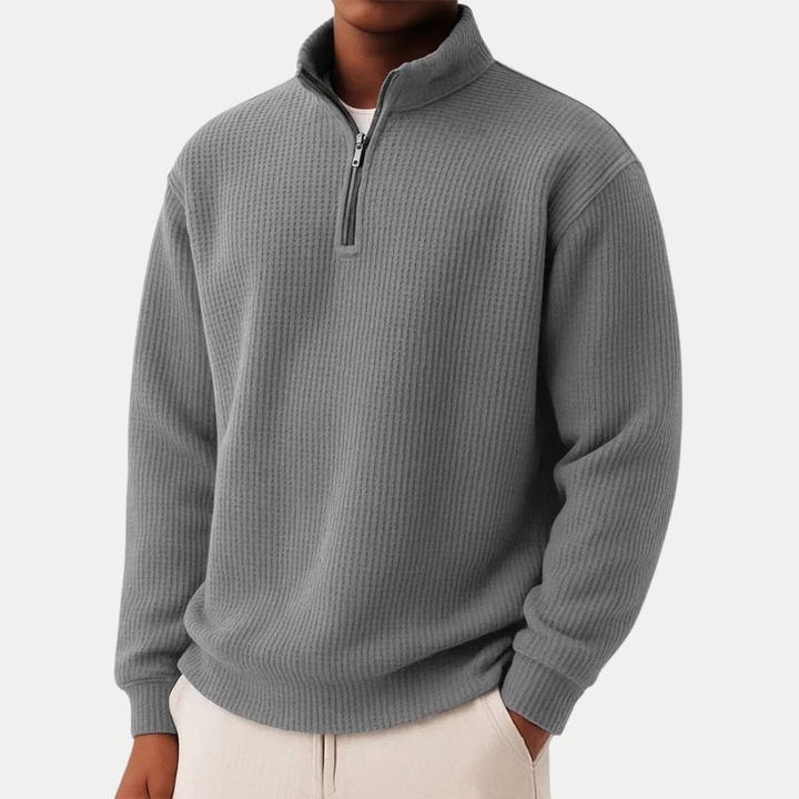 Maglione Uomo Maglia con Collo Zip Vestibilità Comfort