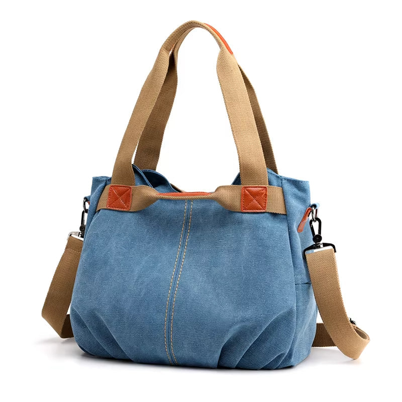 Borsa Tote Donna in Tela Stile Vintage Capiente - Vesarelli