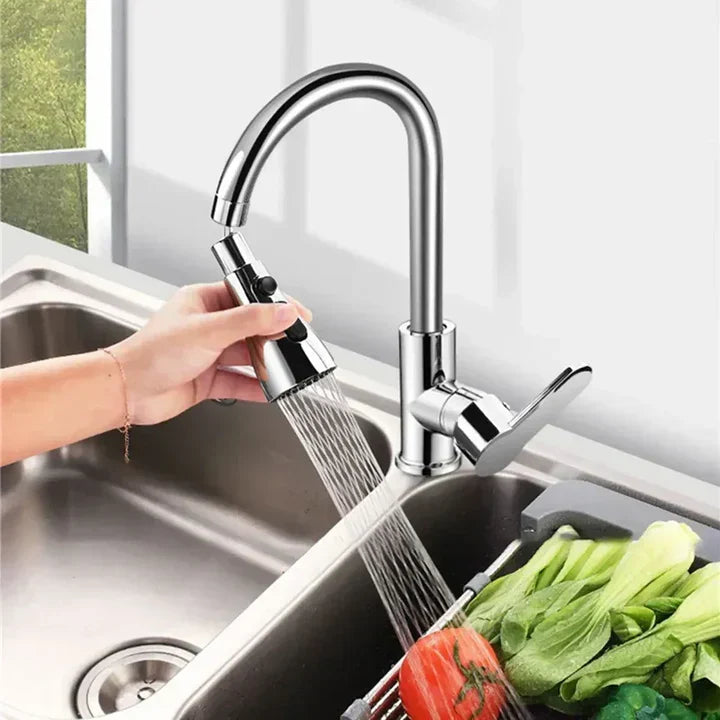 Rubinetto cucina in acciaio inox con doccetta estraibile, design moderno, flusso d&